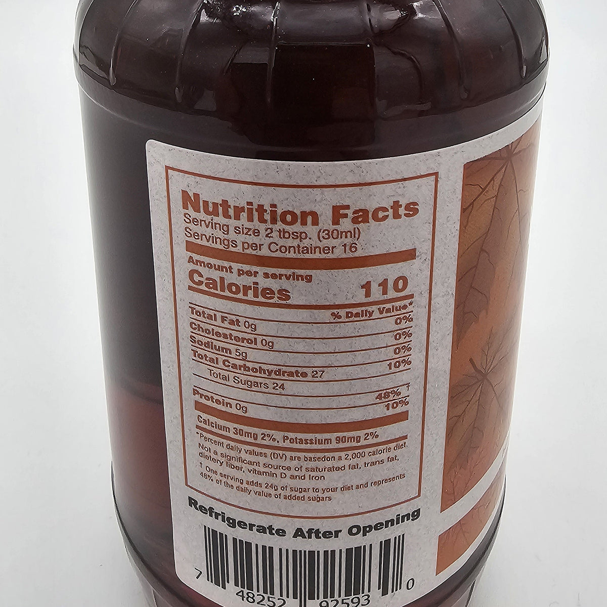 Pure Wisconsin Maple Syrup 16 oz pint — nutrition facts label