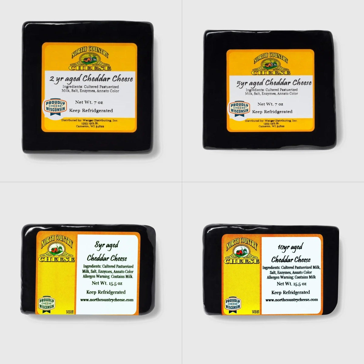 Aged Cheddar Club box: 2, 5, 8 and 10 year Wisconsin cheddar