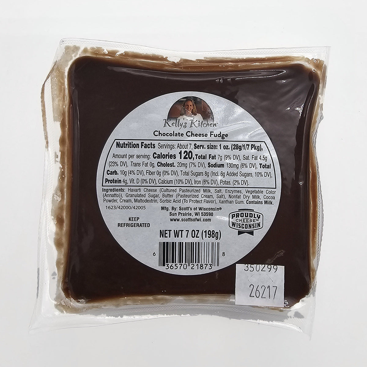 Chocolate cheese fudge nutrition label
